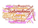 Wordcloud mit Begriffen zu Crowdfunding, Energiewendeprojekten